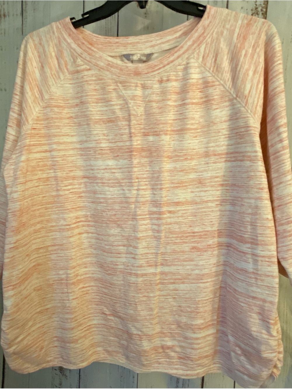 White Skag Heather Peach quarter Sleeve Pullover Top -2x